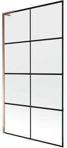 Mexen Next L parawan nawannowy 1-skrzydłowy 100 x 150 cm, czarna kratka, różowe złoto - 895-100-000-03-77-60