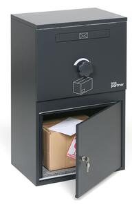 Skrzynka pocztowa na listy i paczki, możliwość montażu w murze, szara, 810 x 501 x 343 mm