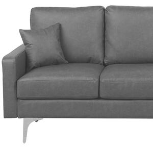 Sofa 3-osobowa szara ekoskóra srebrne metalowe nogi z poduszkami Gavle Beliani