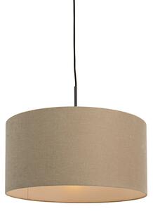 Rustykalna lampa wisząca czarna z beżowym kloszem 50cm - Combi