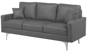 Sofa 3-osobowa szara ekoskóra srebrne metalowe nogi z poduszkami Gavle Beliani