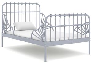 Przedłużana rama łóżka, szara, metalowa, 80x130/200 cm