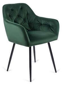 Zielone krzesło fotelowe tapicerowane welurem - Damo