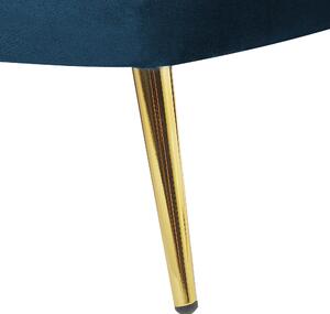 Szezlong leżanka lewostronny tapicerowany welurowy metal złoty ciemnoniebieski Allier Beliani