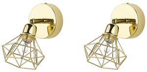 Nowoczesny zestaw 2 lamp ściennych w kształcie diamentów złote Erma Beliani