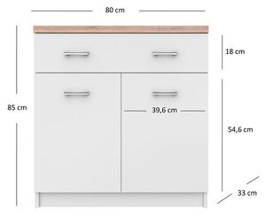 Biała komoda z szufladą i półkami 80 cm - Ontario 6X