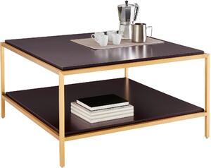 Elegancki stolik kawowy orzech i złoto 90x90 cm
