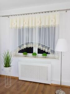 Firana gotowa 400x160 cm z kremowymi kokardkami i haftem