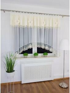 Firana gotowa 400x160 cm z kremowymi kokardkami i haftem