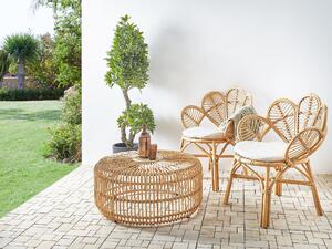 Zestaw balkonowy naturalny 2 krzesła stolik kawowy rattanowy Florentine II/Randazzo Beliani