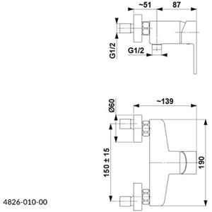 Bateria wannowa natynkowa KFA ARMATURA Halit 4826-010-00 Chrom
