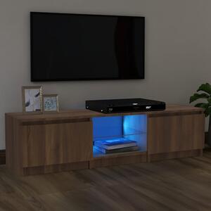 Szafka pod TV, z LED, brązowy dąb, 140 x 40 x 35,5 cm