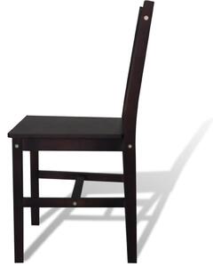 Krzesła stołowe, 6 szt., ciemnobrązowe, drewno sosnowe