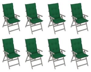 Rozkładane krzesła ogrodowe z poduszkami, 8 szt., lita akacja