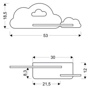 Kinkiet CLOUD biały LED 1x5W 250lm wym:18,5x53x12cm IP20 Candellux
