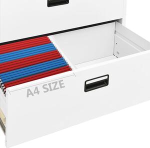 Biała zamykana szafka biurowa z szufladami - Plaza 3X
