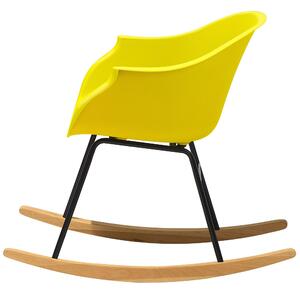 Fotel bujany żółty syntetyczne siedzisko drewniane płozy retro Harmony Beliani