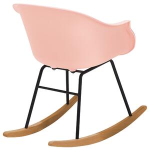 Fotel bujany różowy syntetyczne siedzisko drewniane płozy retro Harmony Beliani