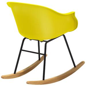 Fotel bujany żółty syntetyczne siedzisko drewniane płozy retro Harmony Beliani