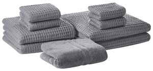 Komplet 9 ręczników łazienkowych dla gości bawełna zero twist szary Areora Beliani