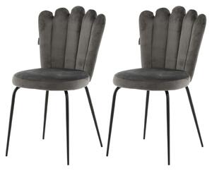 Venture Home Krzesła stołowe Limhamn, 2 szt., aksamitne, czarno-szare
