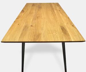 Stół dębowy z metalowymi nogami z litego drewna do jadalni VITA II