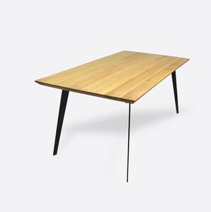 Stół dębowy z metalowymi nogami z litego drewna do jadalni VITA II