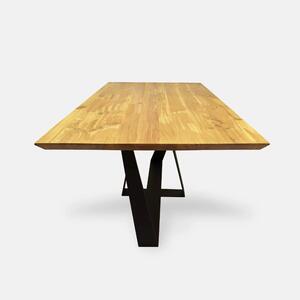 Stół z drewna dębowego na metalowej podstawie do jadalni salonu BORNEO