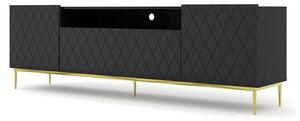 Długa szafka RTV w stylu glam czarny ze złotym