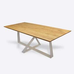 Stół z drewna dębowego na metalowej podstawie do jadalni salonu BORNEO