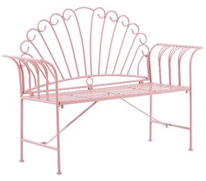 Ławka ogrodowa różowa vintage metalowa ażurowa konstrukcja 125 cm Cavinia Beliani