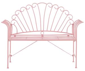 Ławka ogrodowa różowa vintage metalowa ażurowa konstrukcja 125 cm Cavinia Beliani