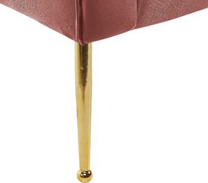 Szezlong leżanka tapicerowany welurowy dwustronny złote nóżki różowy Nantilly Beliani