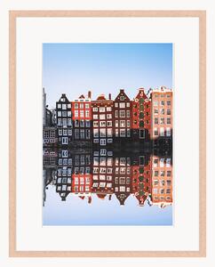 Oprawiony druk cyfrowy Houses Reflections At Night