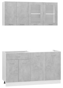 4-cz. zestaw szafek kuchennych, szarość betonu, płyta wiórowa