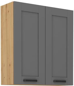 Szafka kuchenna wisząca górna LUNA 80 G-90 2F Szary/Dąb Artisan