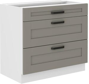Szafka kuchenna dolna z 3 szufladami LUNA 80 D 3S Gliniasty Szary/Biały