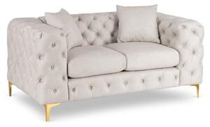 Sofa SORRENTO 2S Dwuosobowa Kremowa Welurowa Nowoczesna Glamour