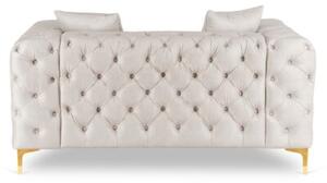 Sofa SORRENTO 2S Dwuosobowa Kremowa Welurowa Nowoczesna Glamour