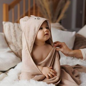 Ręcznik z kapturem BABYONO 1553/06 100 x 100 cm Ciemnobeżowy