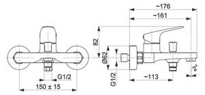Bateria wannowa natynkowa KFA ARMATURA Otava 5554-010-81 Czarny mat