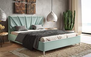 Miętowe tapicerowane łóżko 160x200 - Marina