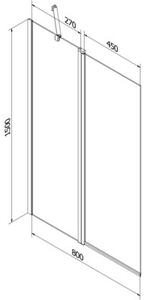 Mexen Flip parawan nawannowy 2-skrzydłowy 80 x 150 cm, szron, złoty - 894-080-101-50-30