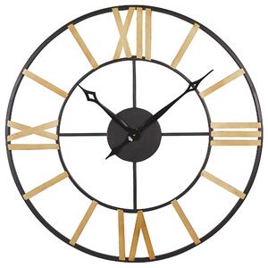 Nowoczesny zegar ścienny okrągły żelazny rzymskie numery do salonu czarny Valsot Beliani