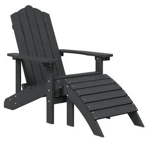 Krzesło Adirondack z podnóżkiem, HDPE, antracytowe