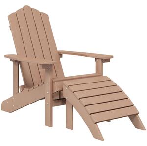 Krzesło Adirondack z podnóżkiem, HDPE, brązowe