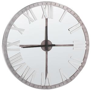 Zegar ścienny lustrzana powierzchnia ø 60 cm rzymska numeracja srebrny Comporta Beliani