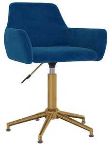 Obrotowe krzesło biurowe, niebieskie, obite aksamitem
