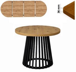 Stół 80/180 cm okrągły rozkładany, blat 3,6 cm, podstawa Metalowa „ Lamele ” I ArtDHome