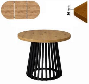Stół 80/130 cm okrągły rozkładany, blat 3,6 cm, podstawa Metalowa „ Lamele ” I ArtDHome